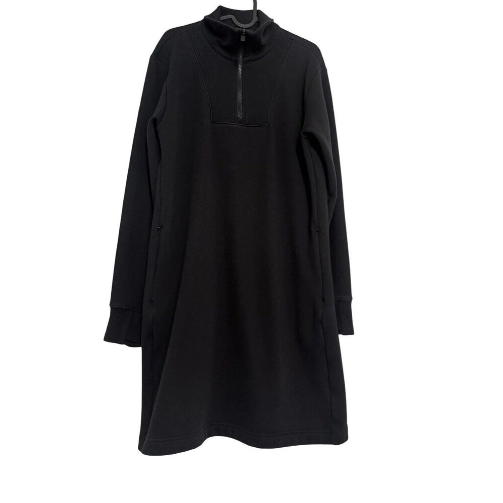 Athleta Cozy Karma 1/2 Zip Long sleeve Dress Black Athletic SZ L LT